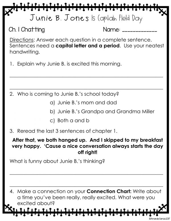 Junie B. Jones Is Captain Field Day Novel Study - Image 3