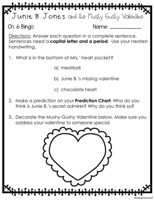 Junie B. Jones and the Mushy Gushy Valentine Novel Study - Image 3