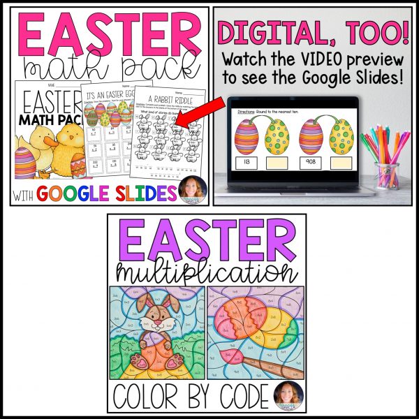 Easter Math BUNDLE: Math Pack & Multiplication Coloring • Google Slides - Image 2