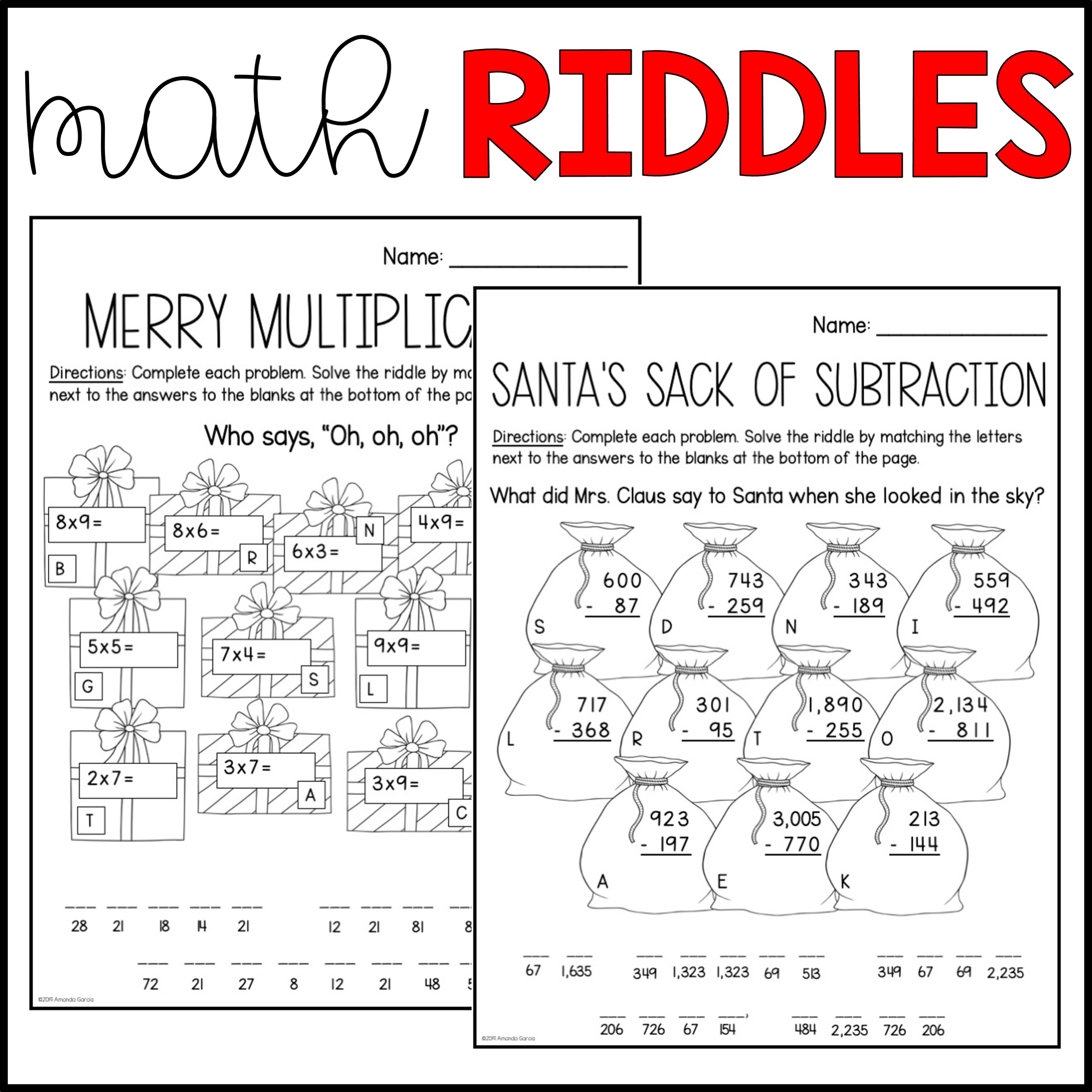 Christmas Math Packet • GOOGLE Slides – Amanda Garcia Resources