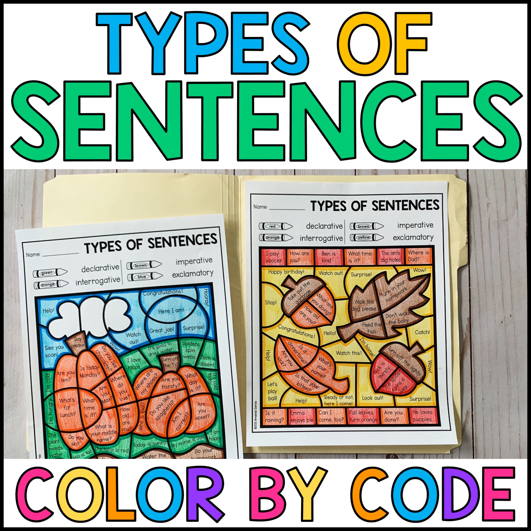 Sentence Color Coding Key Free Resource Library – Amanda Garcia Resources